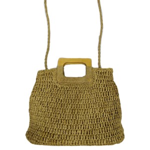 BOLSA ARTESANAL GRANDE RETANGULAR C/ ALÇA DE MÃO ESTILO MADEIRA