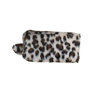 CARTEIRA ANIMAL PRINT GRANDE DE PELINHO COM POMPOM