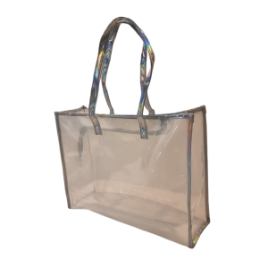BOLSA TRANSPARENTE COM DETALHE HOLOGRÁFICO